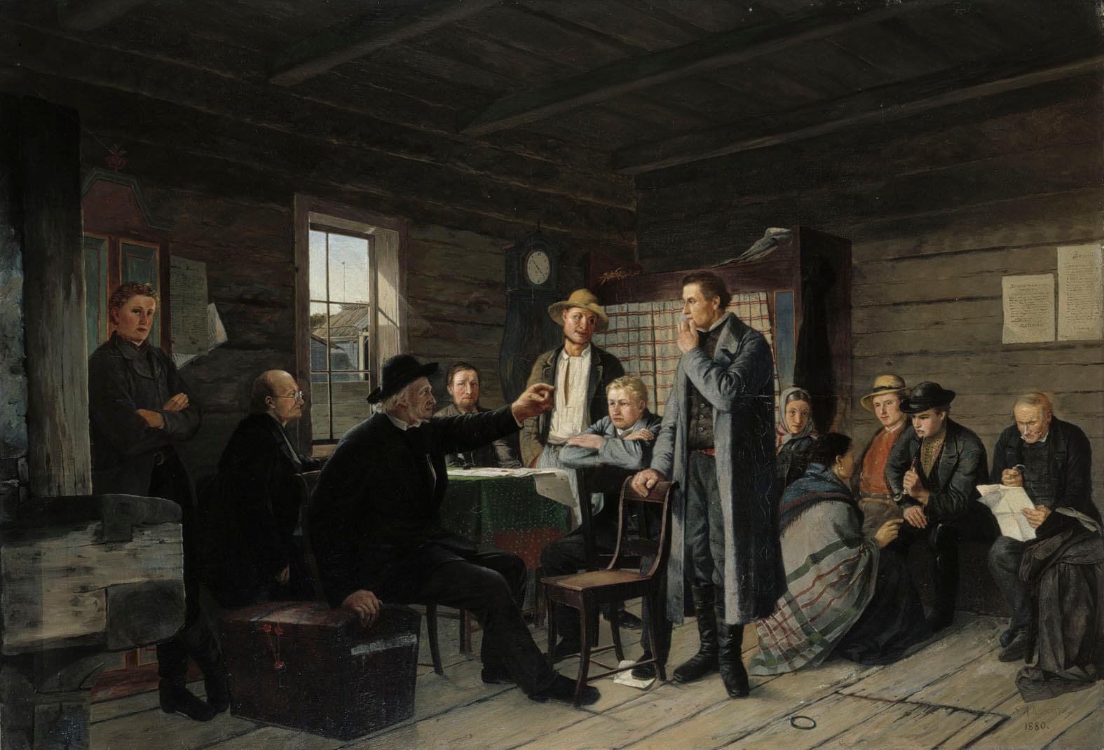 Sigfrid August Keinänen: Käräjäsalin etuhuoneessa (1880)